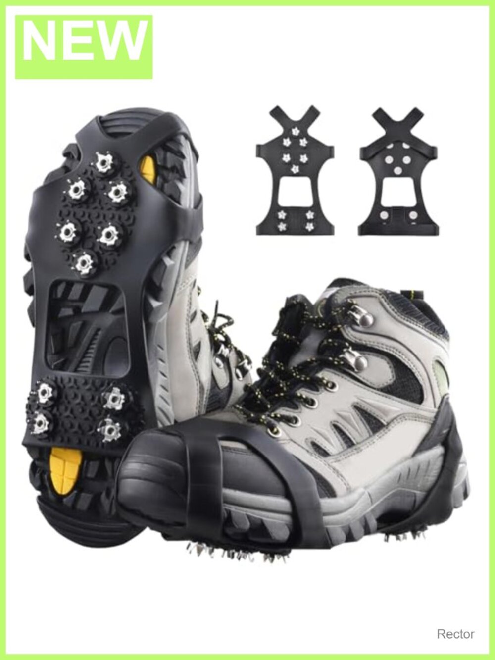 Silicone Ice Crampons with 10 Stainless Steel Spikes for Snow and Ice Traction